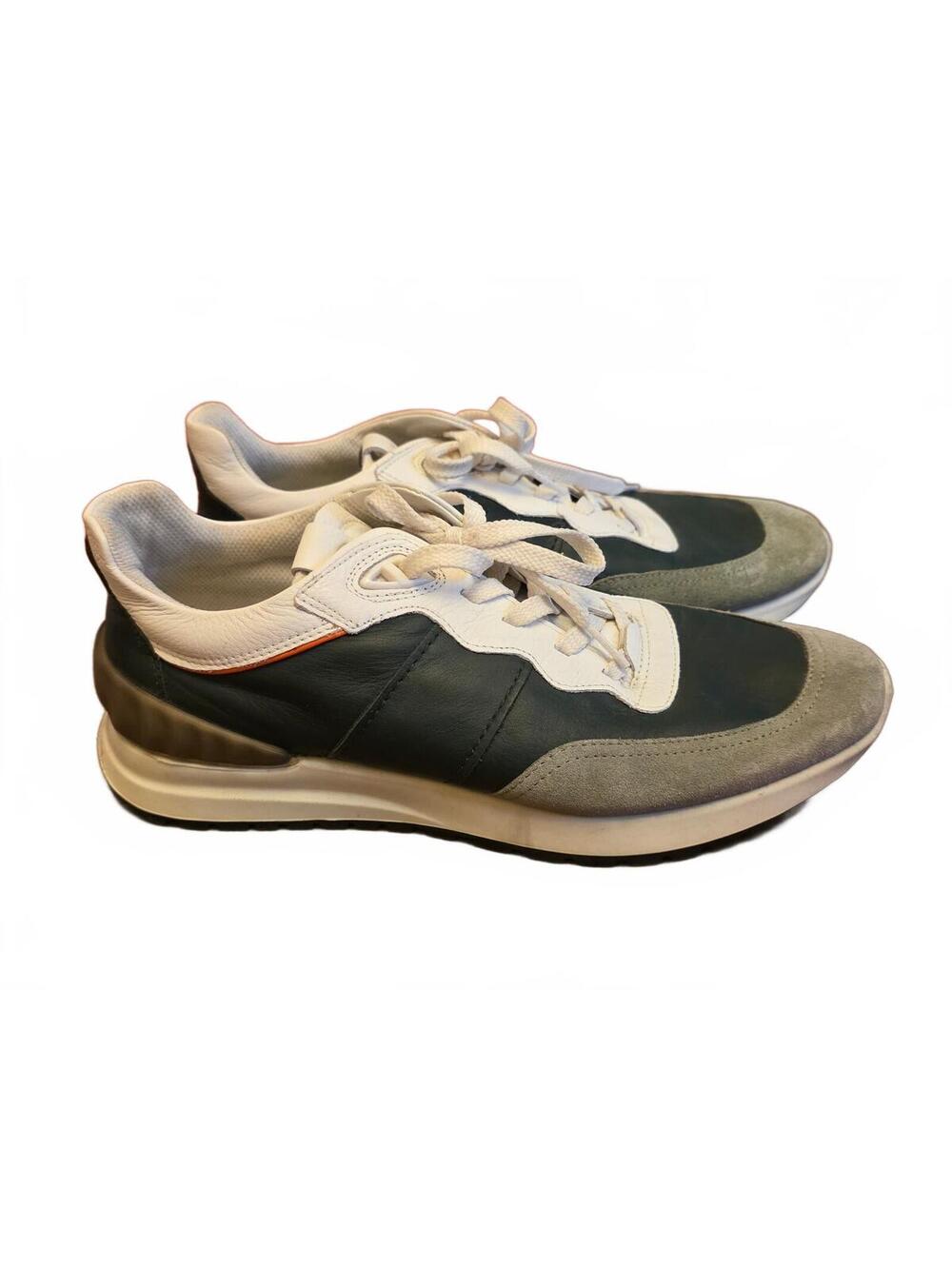 ECCO Retro Astir Sneaker Soft Leather Suede Dark Green White Men's Sz US 9-9.5